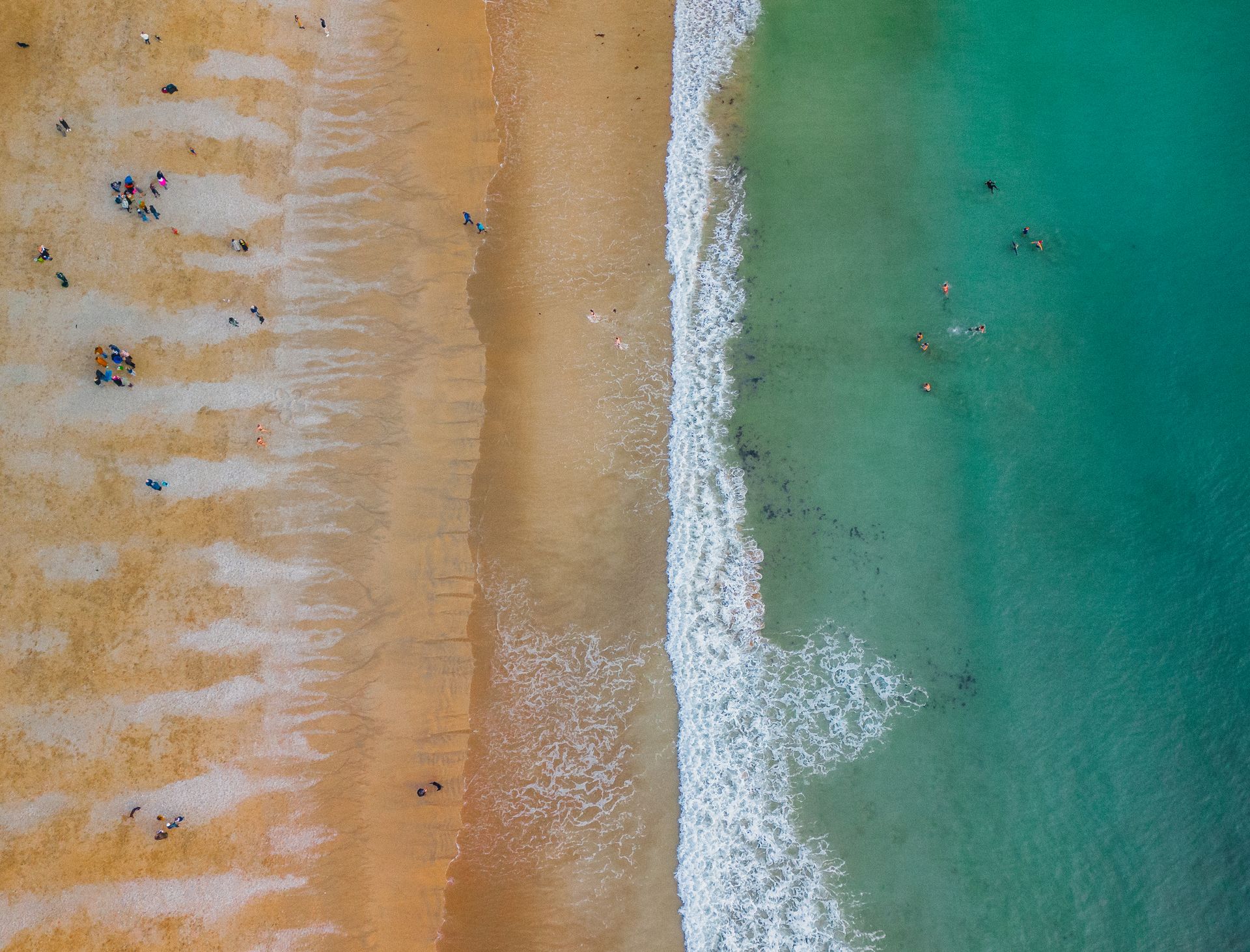 Drone Over Beach Lines, photography by Adam Drake Studio, Cornwall