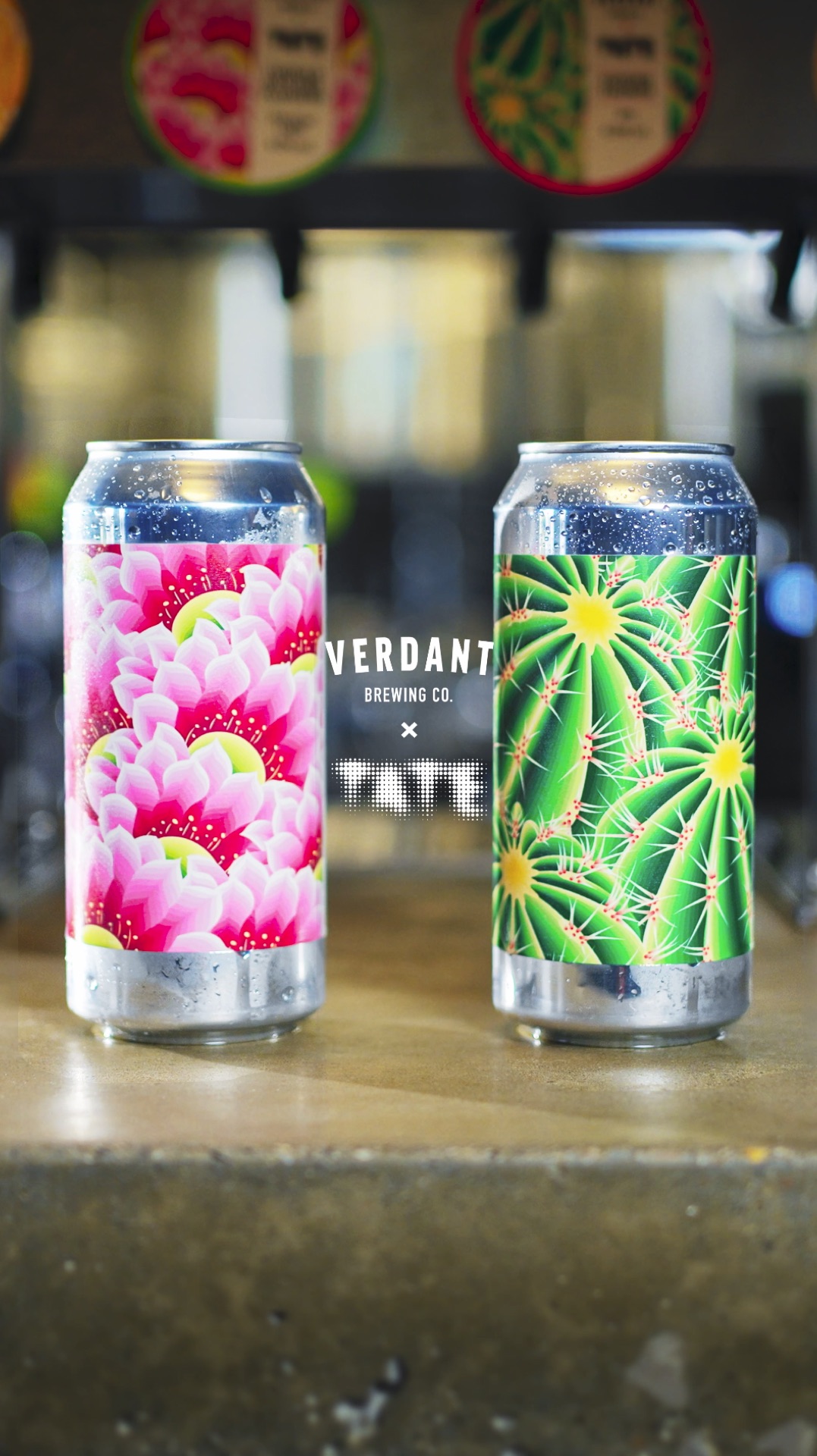 The two Verdant x Tate collaboration beers, canned and branded for the Frida Kahlo exhibition